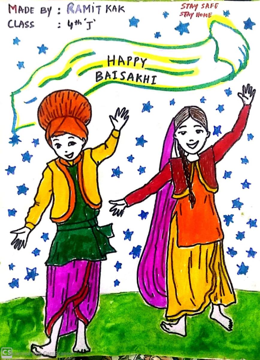 Happy Baisakhi With Hindi message (Baisakhi Di Lakh Lakh Vadhaiyan)  Celebrate Vaisakhi Festival Background. Stock Vector | Adobe Stock